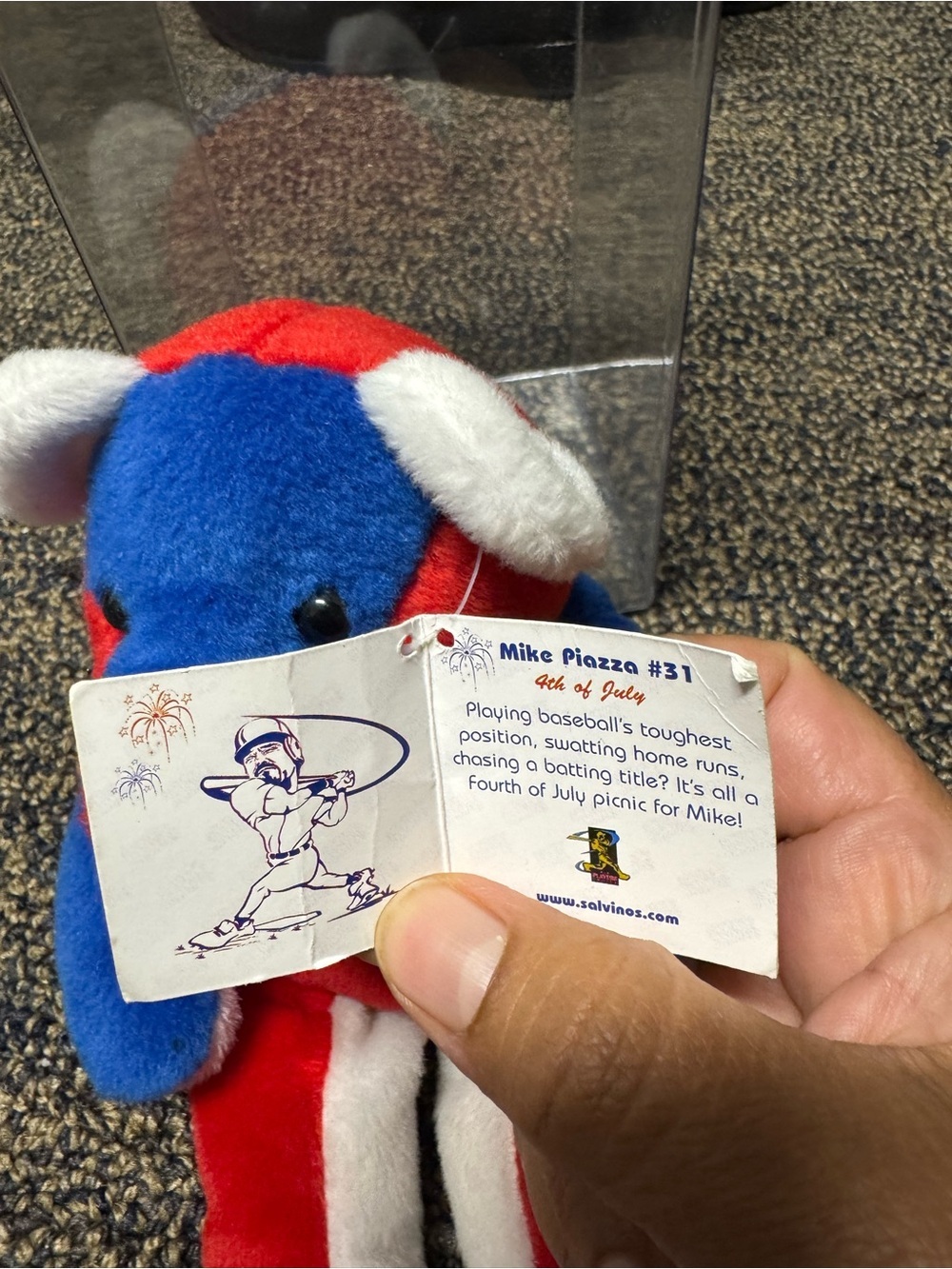 💙Vintage💙 Salvino's Bammers 4th of July Mike Piazza #31 Beanbag Plush Bear - Picture 4 of 9